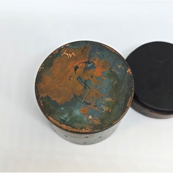 Rare Thomas Meyers Studio Mineral Metal And Glass Container Trinket Box Signed - Picture 6 of 11